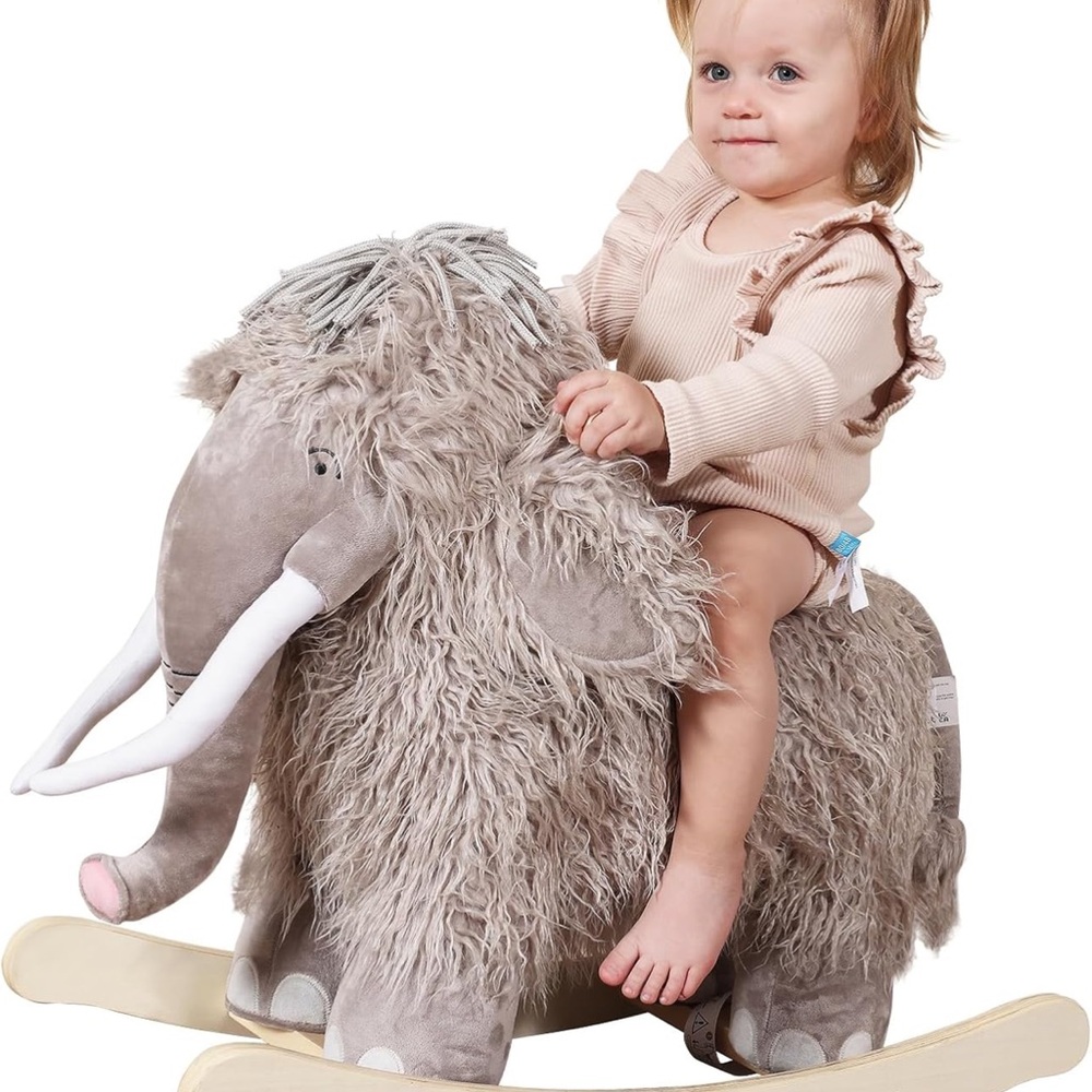 Plush Mammoth Rocker Toy - Gray